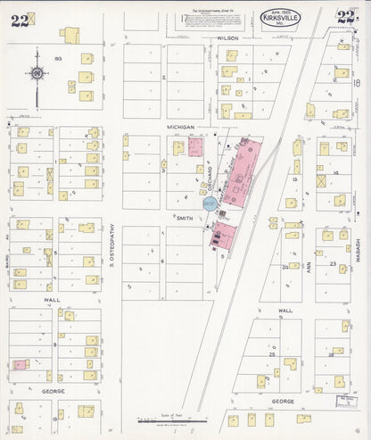 Sanborn Fire Insurance Map from Kirksville, Adair County, Missouri (1925), Sheet #0022 - Complete Map Set gallery image, historic Sanborn map, vintage wall art, Missouri Missouri
