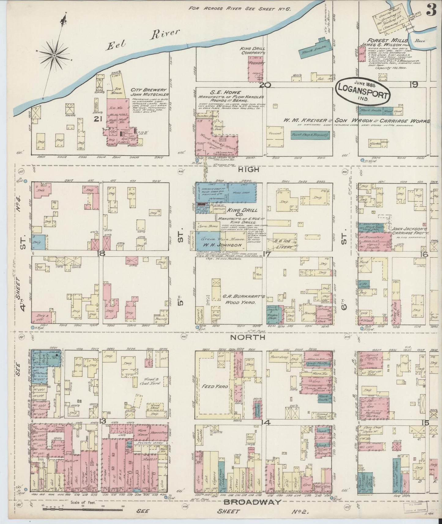 Sanborn Fire Insurance Map from Logansport, Cass County, Indiana (1885), Sheet #0003 - Complete Map Set gallery image, historic Sanborn map, vintage wall art, Indiana Indiana