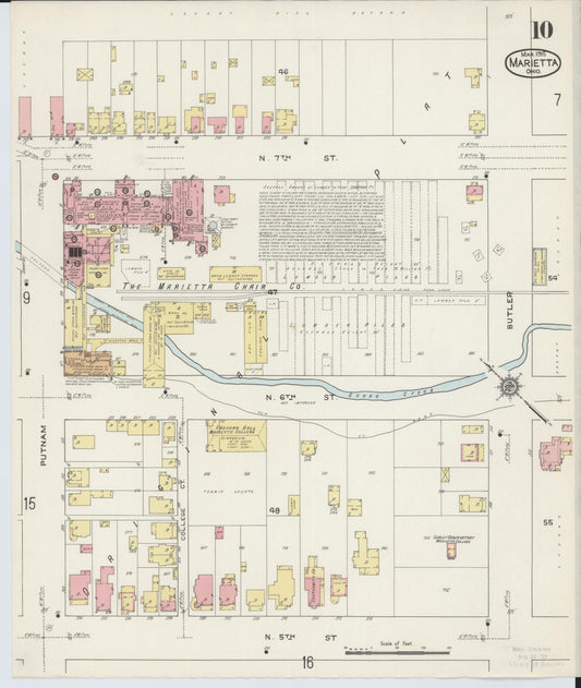 Sanborn Fire Insurance Map from Marietta, Washington County, Ohio (1915), Sheet #0010 - Historic Sanborn Fire Insurance Map Print, vintage old map wall art, antique decor, genealogy gift, Ohio Ohio map