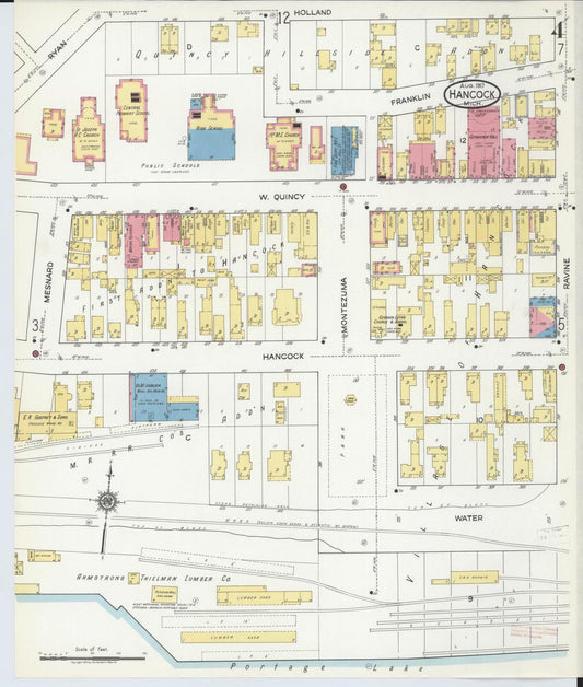 Sanborn Fire Insurance Map from Hancock, Houghton County, Michigan (1917), Sheet #0004 - Historic Sanborn Fire Insurance Map Print, vintage old map wall art, antique decor, genealogy gift, Michigan Michigan map