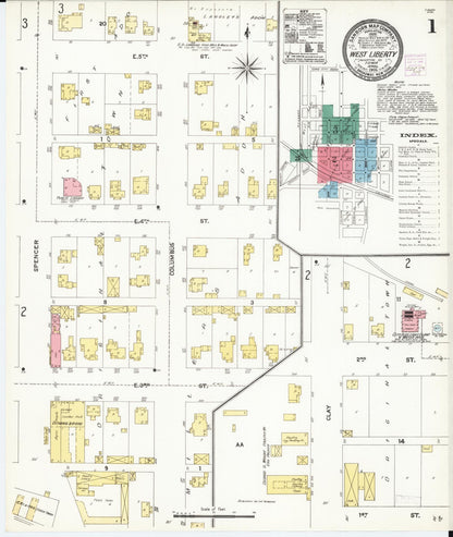 Sanborn Fire Insurance Map from West Liberty, Muscatine County, Iowa (1906), Sheet #0001 - Historic Sanborn Fire Insurance Map Print, vintage old map wall art