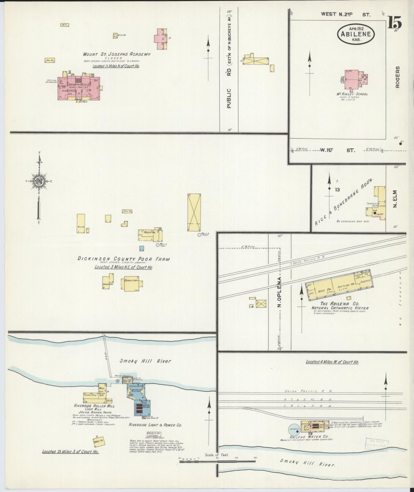 Sanborn Fire Insurance Map from Abilene, Dickinson County, Kansas (1912), Sheet #0015 - Complete Map Set gallery image, historic Sanborn map, vintage wall art, Kansas Kansas