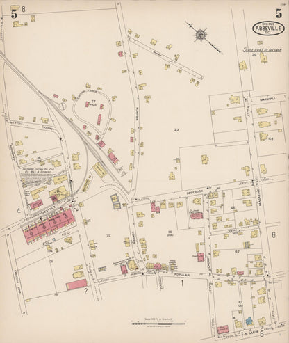 Sanborn Fire Insurance Map from Abbeville, Abbeville County, South Carolina (1922), Sheet #0005 - Complete Map Set gallery image, historic Sanborn map, vintage wall art, South Carolina South Carolina