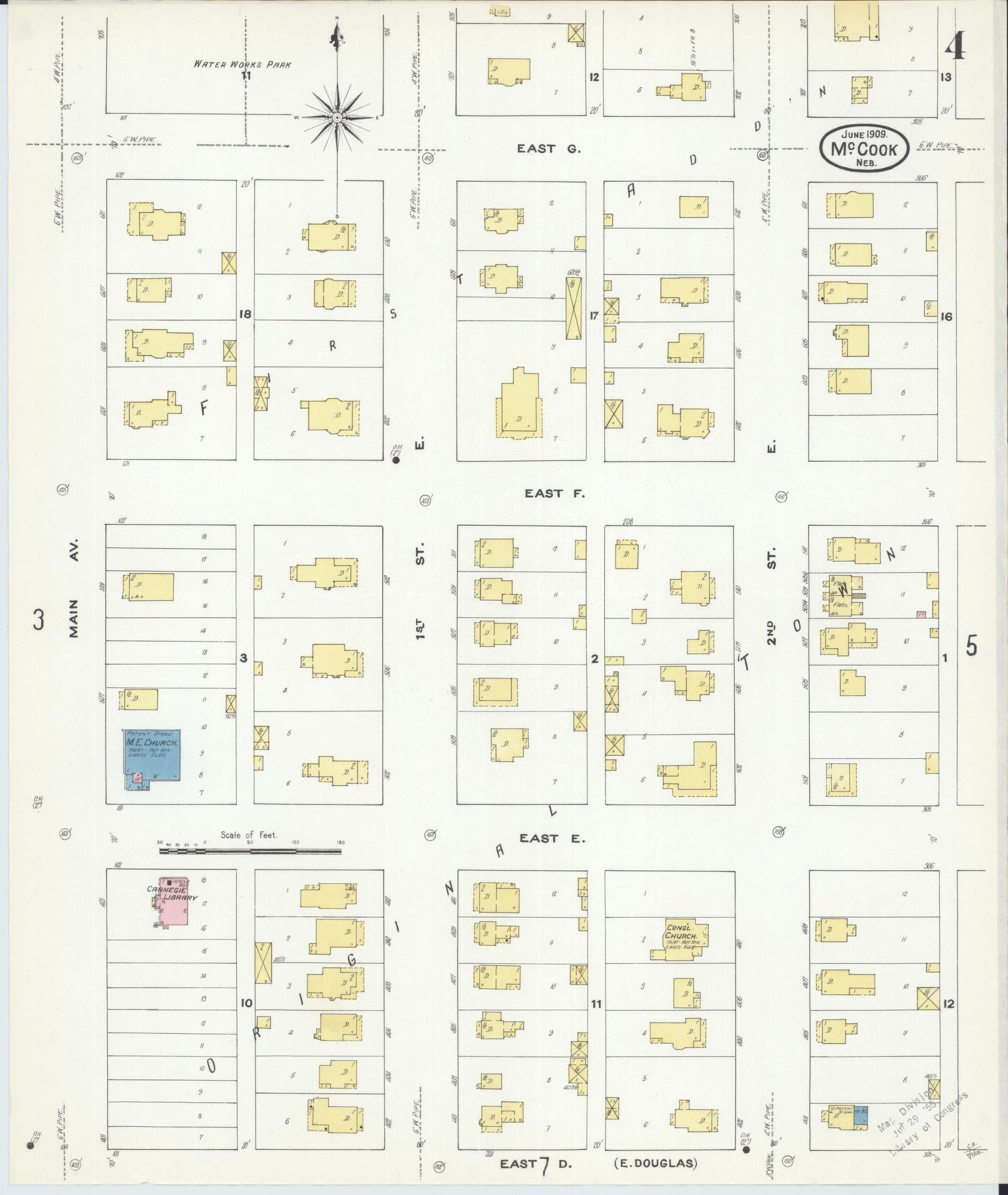 Sanborn Fire Insurance Map from Mccook, Red Willow County, Nebraska (1909), Sheet #0004 - Complete Map Set gallery image, historic Sanborn map, vintage wall art, Nebraska Nebraska