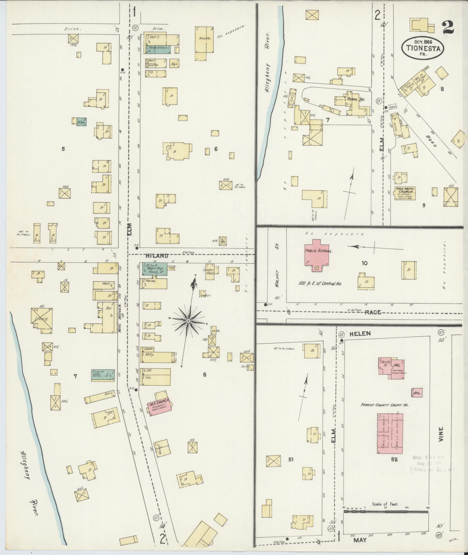 Sanborn Fire Insurance Map from Tionesta, Forest County, Pennsylvania (1906), Sheet #0002 - Historic Sanborn Fire Insurance Map Print, vintage old map wall art, antique decor, genealogy gift, Pennsylvania Pennsylvania map