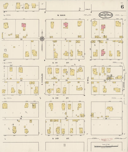 Sanborn Fire Insurance Map from Shelbyville, Shelby County, Illinois (1922), Sheet #0006 - Complete Map Set gallery image, historic Sanborn map, vintage wall art, Illinois Illinois
