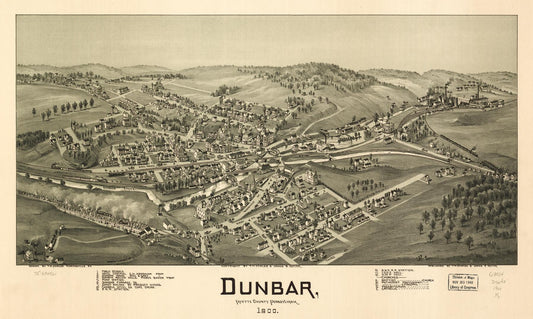 Dunbar, Fayette County, Pennsylvania 1900. (1900) – Historic Bird’s-Eye View Panorama Print