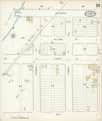 Sanborn Fire Insurance Map from Everett, Snohomish County, Washington (1893), Sheet #0012 - Complete Map Set gallery image, historic Sanborn map, vintage wall art, Washington Washington
