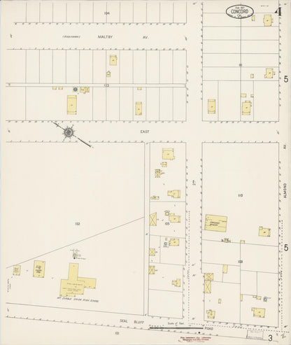 Sanborn Fire Insurance Map from Concord, Contra Costa County, California (1917), Sheet #0004 - Historic Sanborn Fire Insurance Map Print, vintage old map wall art, antique decor, genealogy gift, California California map