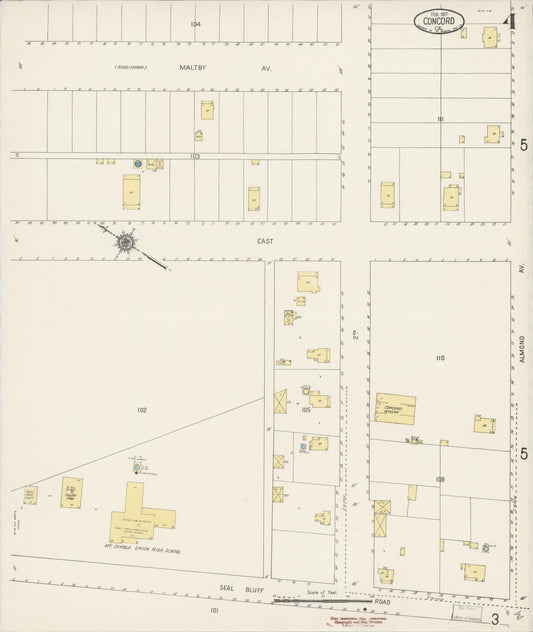 Sanborn Fire Insurance Map from Concord, Contra Costa County, California (1917), Sheet #0004 - Historic Sanborn Fire Insurance Map Print, vintage old map wall art, antique decor, genealogy gift, California California map