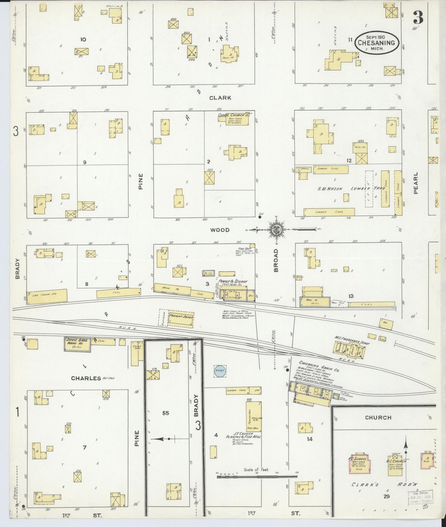 Sanborn Fire Insurance Map from Chesaning, Saginaw County, Michigan (1910), Sheet #0003 - Complete Map Set gallery image, historic Sanborn map, vintage wall art, Michigan Michigan