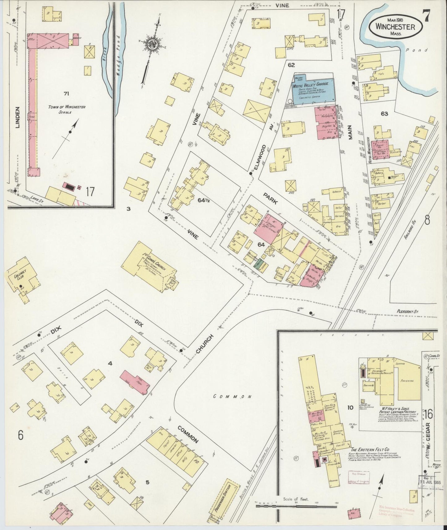Sanborn Fire Insurance Map from Winchester, Middlesex County, Massachusetts (1910), Sheet #0007 - Complete Map Set gallery image, historic Sanborn map, vintage wall art, Massachusetts Massachusetts