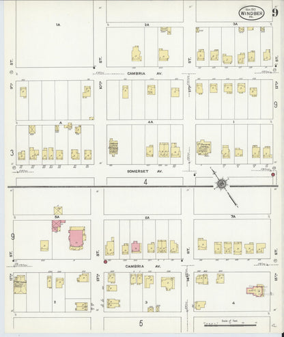 Sanborn Fire Insurance Map from Windber, Somerset County, Pennsylvania (1910), Sheet #0009 - Historic Sanborn Fire Insurance Map Print, vintage old map wall art, antique decor, genealogy gift, Pennsylvania Pennsylvania map