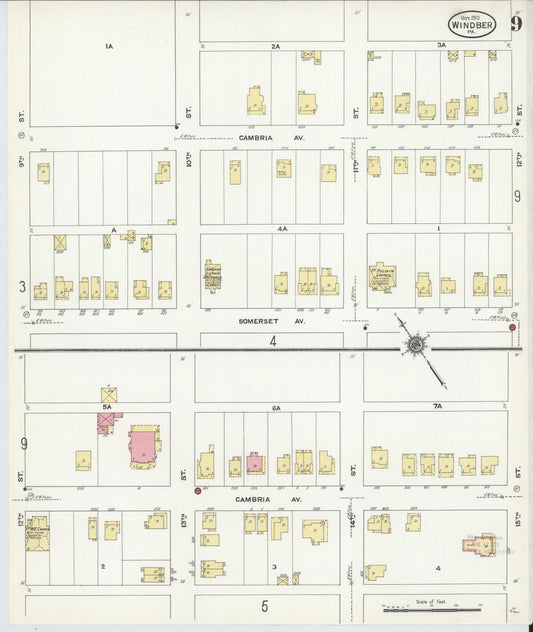 Sanborn Fire Insurance Map from Windber, Somerset County, Pennsylvania (1910), Sheet #0009 - Historic Sanborn Fire Insurance Map Print, vintage old map wall art, antique decor, genealogy gift, Pennsylvania Pennsylvania map