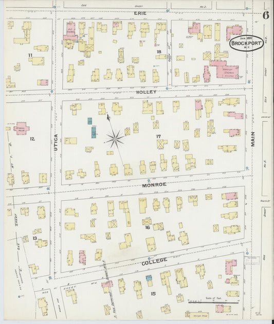 Sanborn Fire Insurance Map from Brockport, Monroe County, New York (1892), Sheet #0006 - Historic Sanborn Fire Insurance Map Print, vintage old map wall art, antique decor, genealogy gift, New York New York map