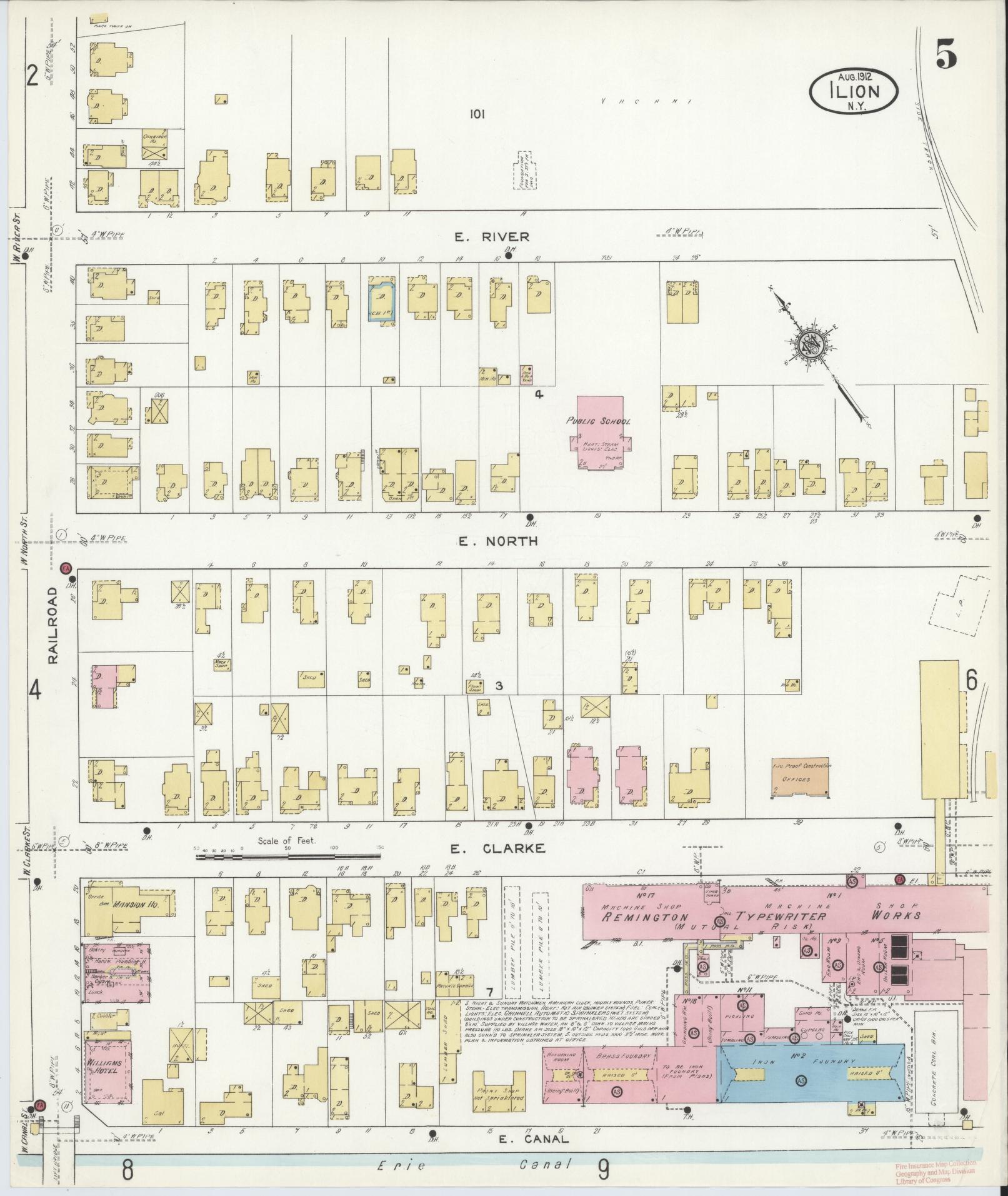 Sanborn Fire Insurance Map from Ilion, Herkimer County, New York (1912), Sheet #0005 - Complete Map Set gallery image, historic Sanborn map, vintage wall art, New York New York