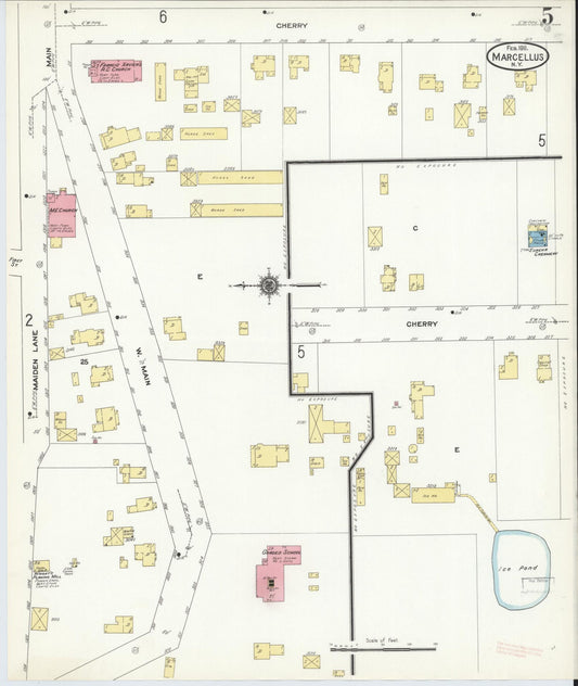 Sanborn Fire Insurance Map from Marcellus, Onondaga County, New York (1911), Sheet #0005 - Historic Sanborn Fire Insurance Map Print, vintage old map wall art, antique decor, genealogy gift, New York New York map