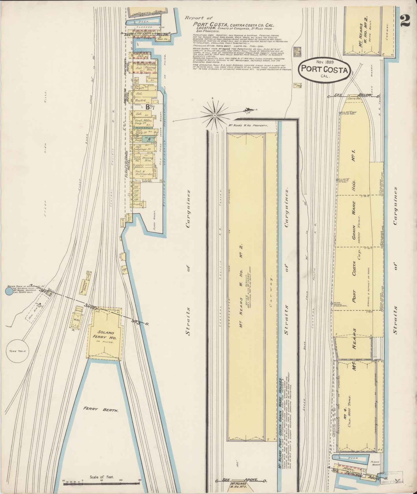 Sanborn Fire Insurance Map from Port Costa, Contra Costa County, California (1889), Sheet #0002 - Complete Map Set gallery image, historic Sanborn map, vintage wall art, California California