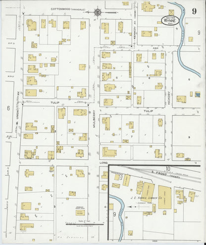 Sanborn Fire Insurance Map from Wynne, Cross County, Arkansas (1919), Sheet #0009 - Complete Map Set gallery image, historic Sanborn map, vintage wall art, Arkansas Arkansas