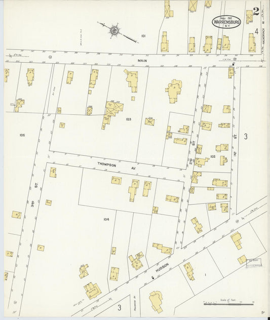 Sanborn Fire Insurance Map from Warrensburg, Warren County, New York (1912), Sheet #0002 - Historic Sanborn Fire Insurance Map Print, vintage old map wall art, antique decor, genealogy gift, New York New York map