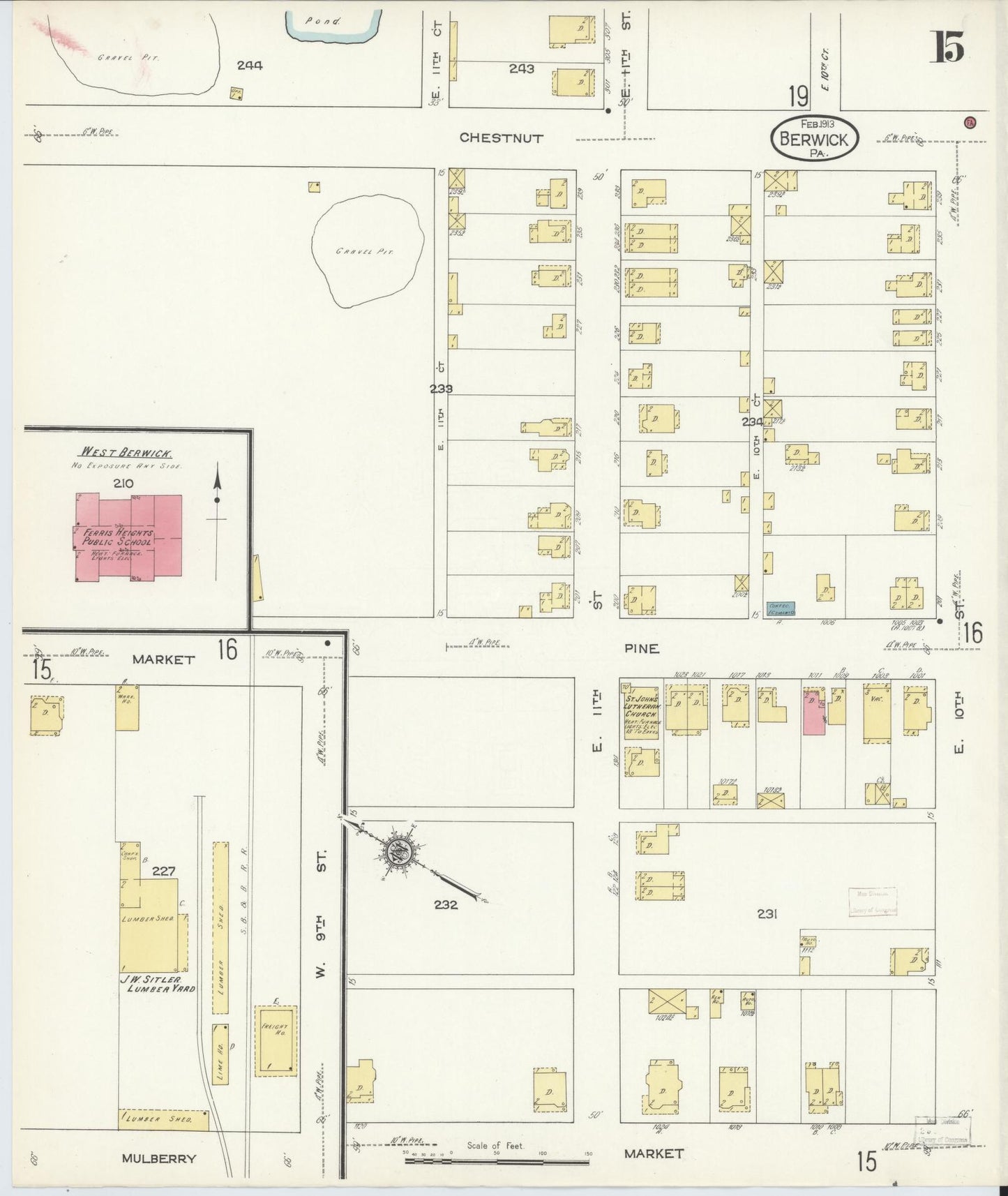 Sanborn Fire Insurance Map from Berwick, Columbia County, Pennsylvania (1913), Sheet #0015 - Historic Sanborn Fire Insurance Map Print, vintage old map wall art, antique decor, genealogy gift, Pennsylvania Pennsylvania map