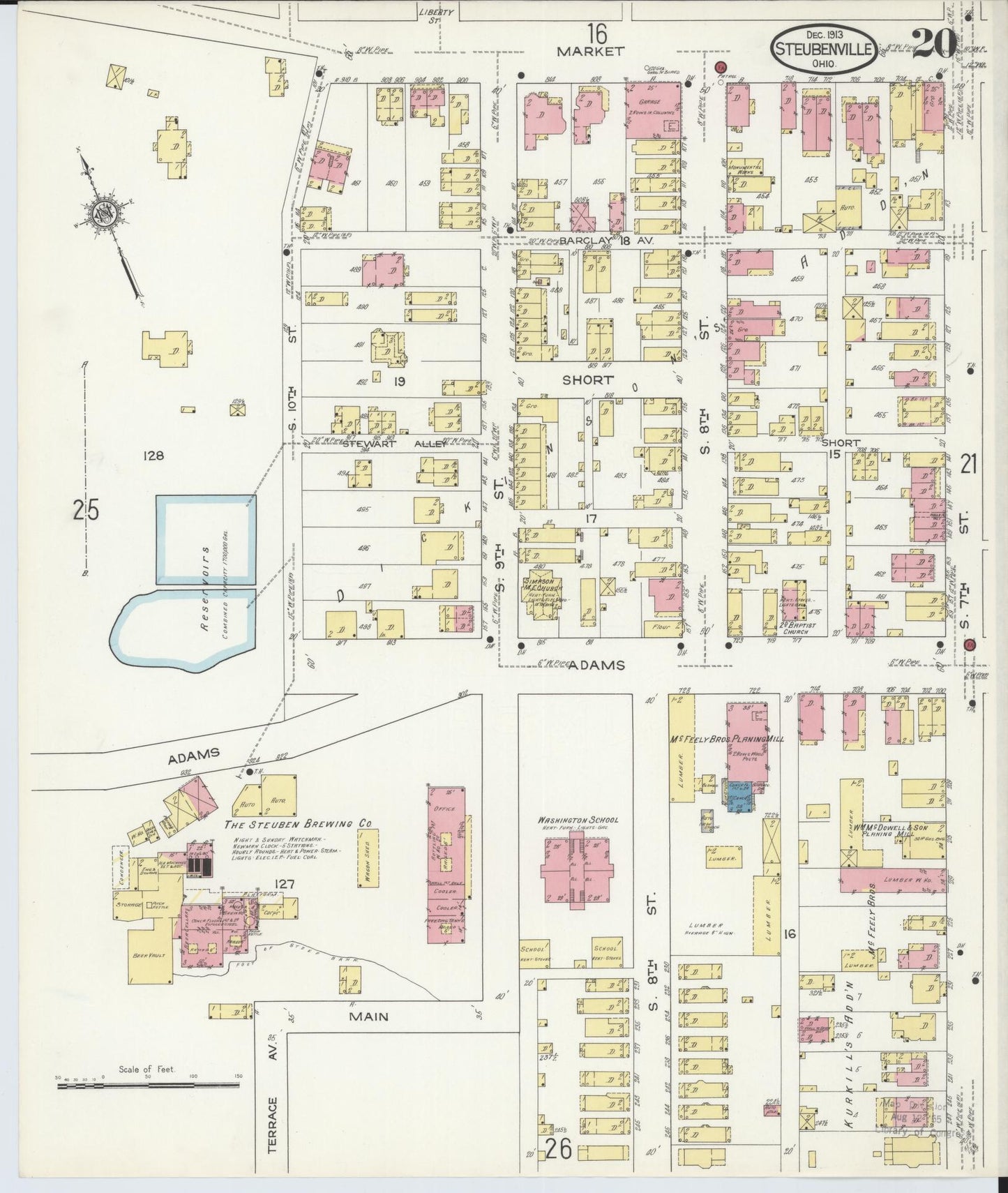 Sanborn Fire Insurance Map from Steubenville, Jefferson County, Ohio (1913), Sheet #0020 - Complete Map Set gallery image, historic Sanborn map, vintage wall art, Ohio Ohio