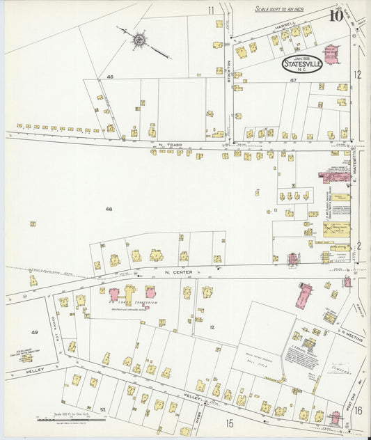 Sanborn Fire Insurance Map from Statesville, Iredell County, North Carolina (1918), Sheet #0010 - Historic Sanborn Fire Insurance Map Print, vintage old map wall art, antique decor, genealogy gift, North Carolina North Carolina map