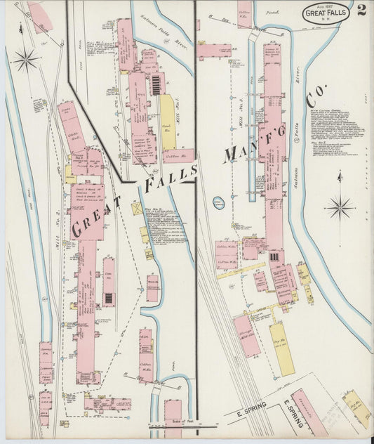 Sanborn Fire Insurance Map from Great Falls, Strafford County, New Hampshire (1887), Sheet #0002 - Complete Map Set gallery image, historic Sanborn map, vintage wall art, New Hampshire New Hampshire