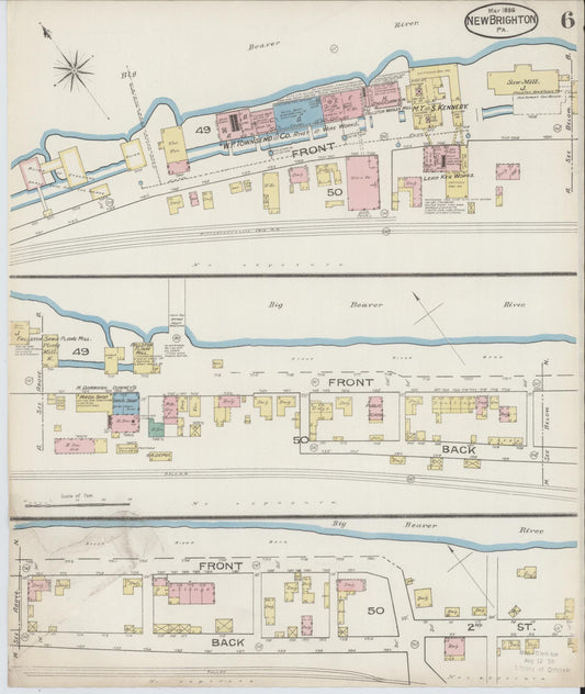 Sanborn Fire Insurance Map from New Brighton, Beaver County, Pennsylvania (1886), Sheet #0006 - Historic Sanborn Fire Insurance Map Print, vintage old map wall art, antique decor, genealogy gift, Pennsylvania Pennsylvania map