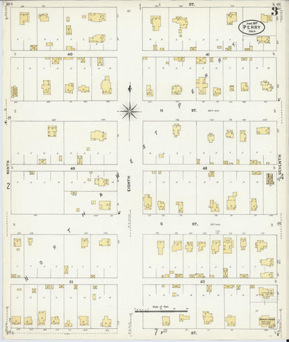 Sanborn Fire Insurance Map from Perry, Noble County, Oklahoma (1907), Sheet #0003 - Complete Map Set gallery image, historic Sanborn map, vintage wall art, Oklahoma Oklahoma