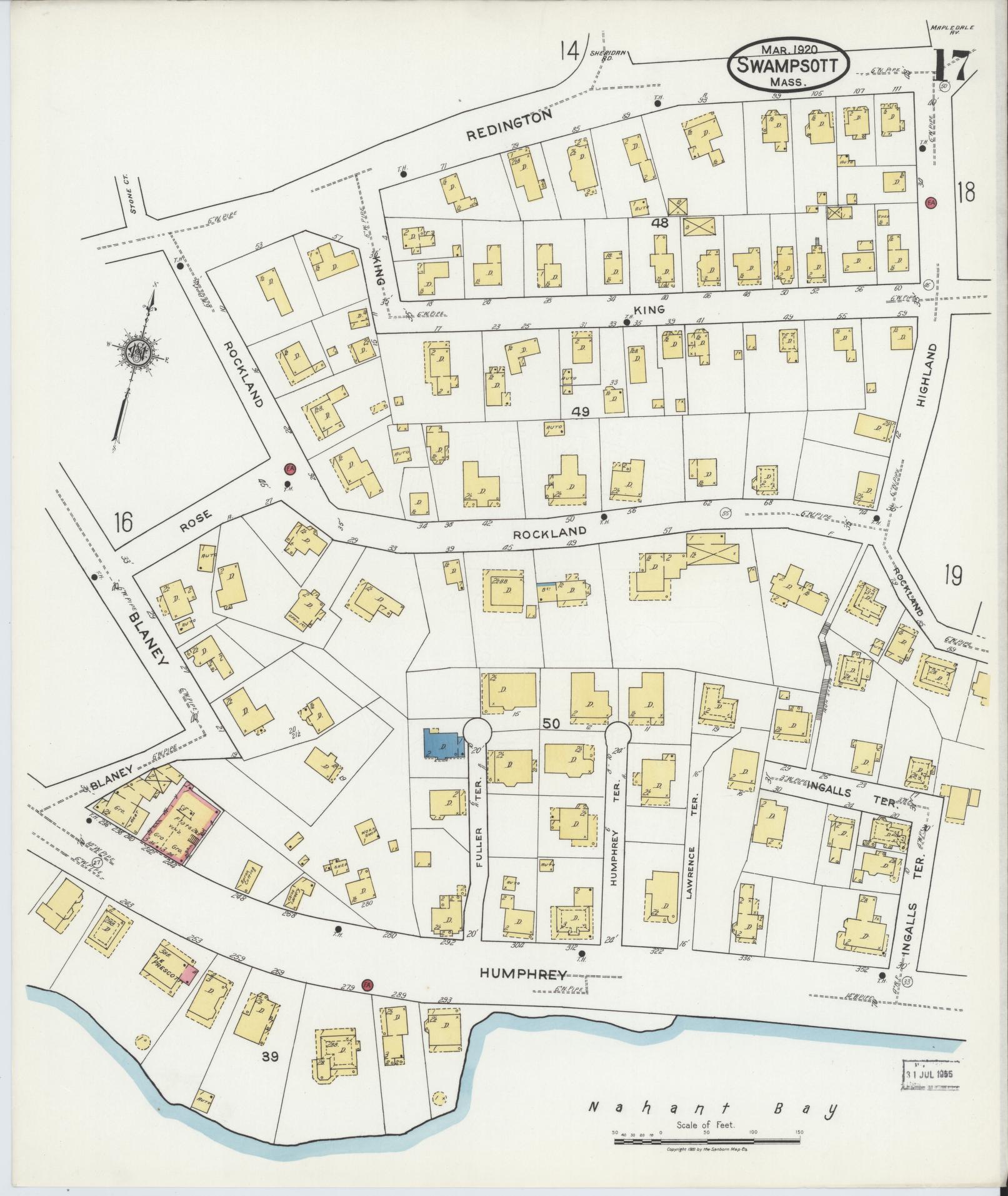 Sanborn Fire Insurance Map from Swampscott, Essex County, Massachusetts (1920), Sheet #0017 - Historic Sanborn Fire Insurance Map Print, vintage old map wall art, antique decor, genealogy gift, Massachusetts Massachusetts map