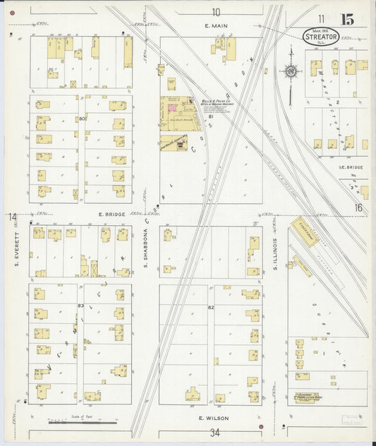 Sanborn Fire Insurance Map from Streator, La Salle County, Illinois (1916), Sheet #0015 - Historic Sanborn Fire Insurance Map Print, vintage old map wall art, antique decor, genealogy gift, Illinois Illinois map