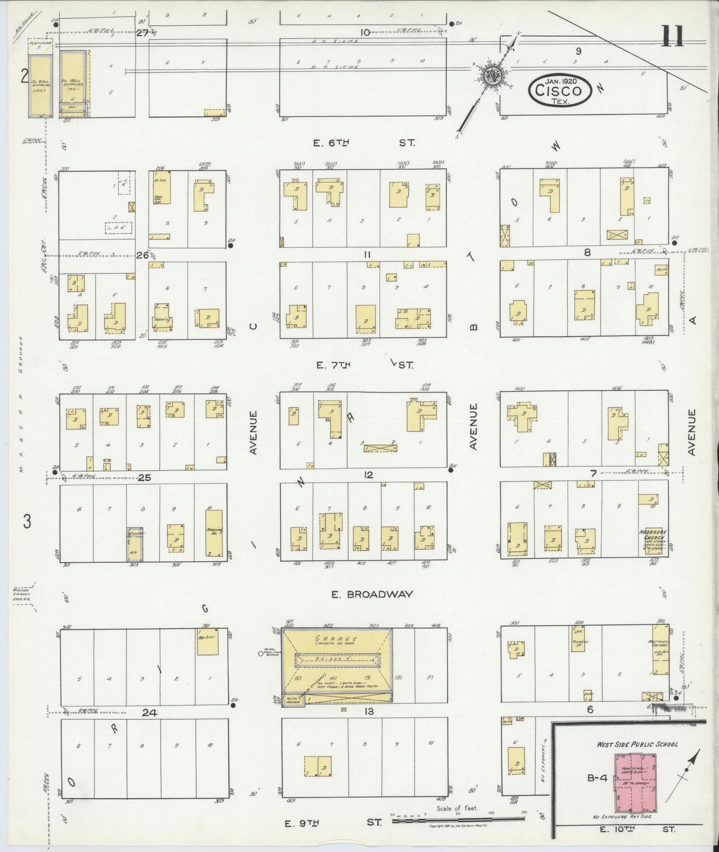 Sanborn Fire Insurance Map from Cisco, Eastland County, Texas (1920), Sheet #0011 - Complete Map Set gallery image, historic Sanborn map, vintage wall art, Texas Texas