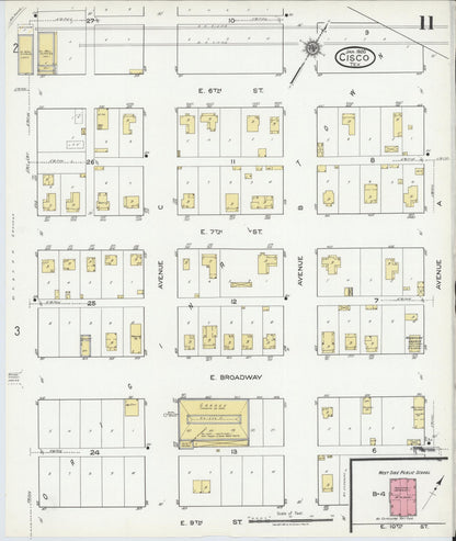 Sanborn Fire Insurance Map from Cisco, Eastland County, Texas (1920), Sheet #0011 - Complete Map Set gallery image, historic Sanborn map, vintage wall art, Texas Texas