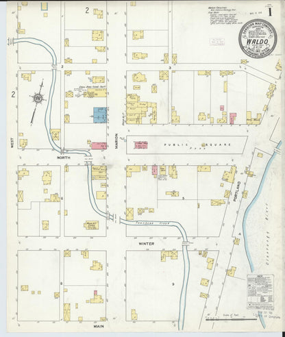 Sanborn Fire Insurance Map from Waldo, Marion County, Ohio (1912), Sheet #0001 - Complete Map Set gallery image, historic Sanborn map, vintage wall art, Ohio Ohio
