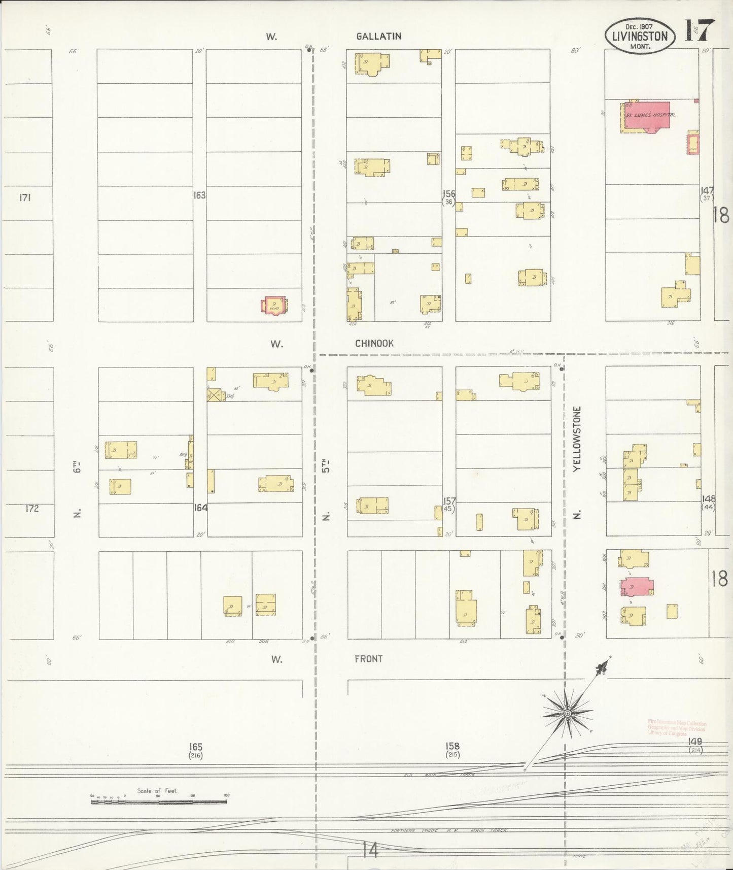 Sanborn Fire Insurance Map from Livingston, Park County, Montana (1907), Sheet #0017 - Complete Map Set gallery image, historic Sanborn map, vintage wall art, Montana Montana
