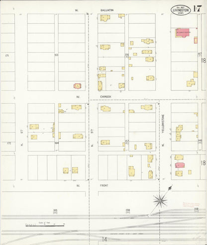 Sanborn Fire Insurance Map from Livingston, Park County, Montana (1907), Sheet #0017 - Complete Map Set gallery image, historic Sanborn map, vintage wall art, Montana Montana