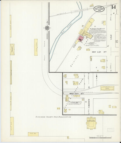 Sanborn Fire Insurance Map from Abilene, Dickinson County, Kansas (1912), Sheet #0014 - Complete Map Set gallery image, historic Sanborn map, vintage wall art, Kansas Kansas