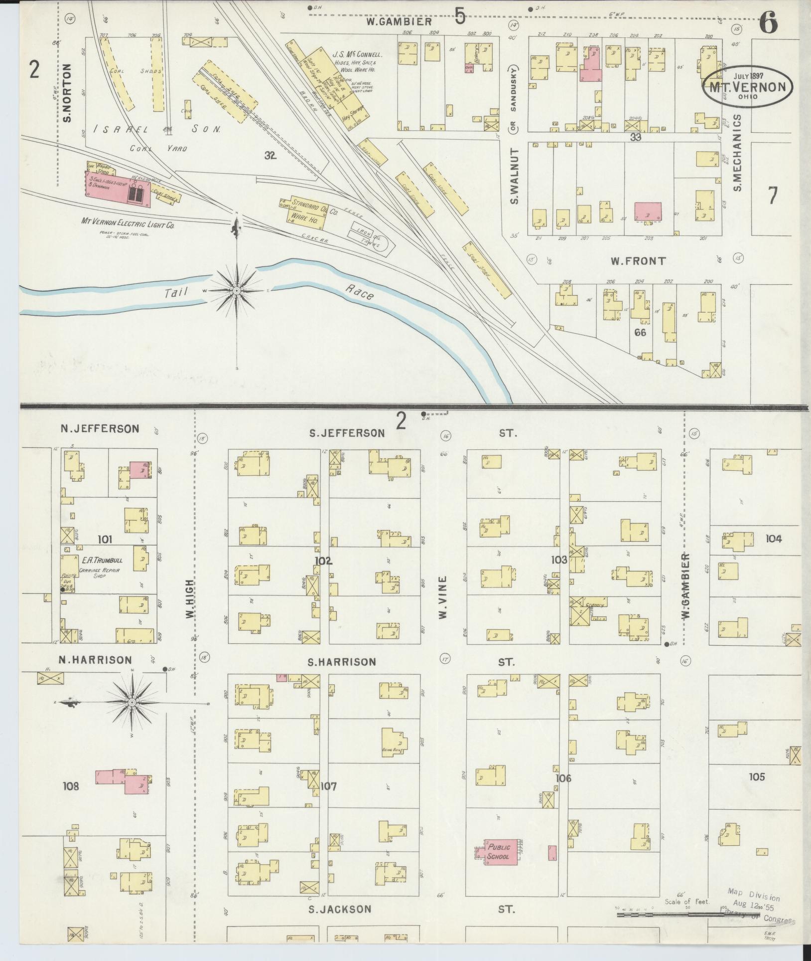 Sanborn Fire Insurance Map from Mount Vernon, Knox County, Ohio (1897), Sheet #0006 - Complete Map Set gallery image, historic Sanborn map, vintage wall art, Ohio Ohio