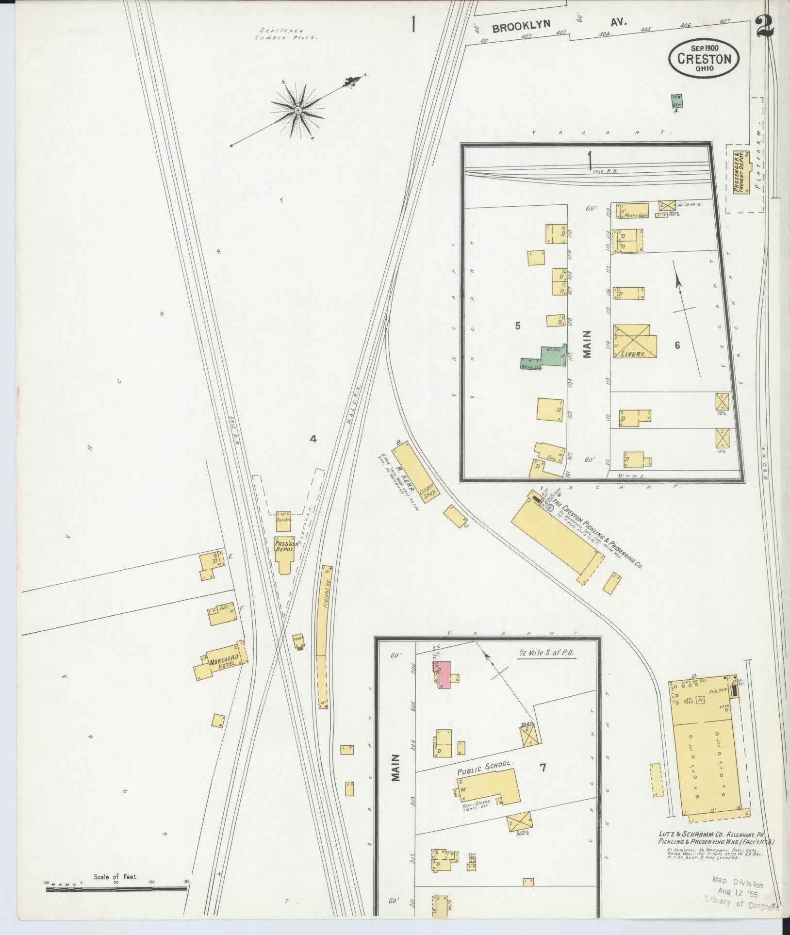 Sanborn Fire Insurance Map from Creston, Wayne County, Ohio (1900), Sheet #0002 - Historic Sanborn Fire Insurance Map Print, vintage old map wall art, antique decor, genealogy gift, Ohio Ohio map