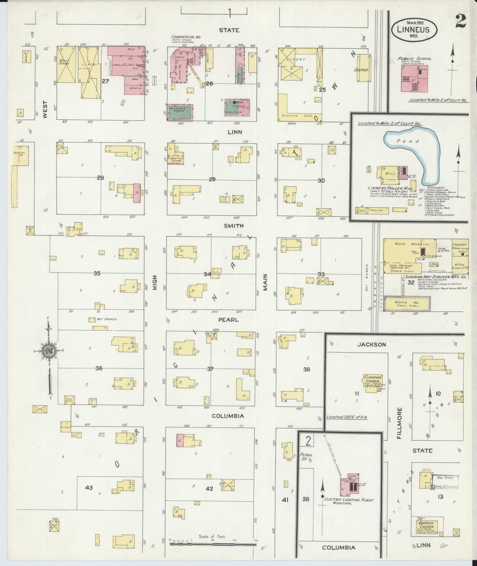 Sanborn Fire Insurance Map from Linneus, Linn County, Missouri (1910), Sheet #0002 - Historic Sanborn Fire Insurance Map Print, vintage old map wall art, antique decor, genealogy gift, Missouri Missouri map