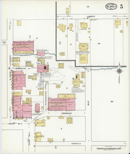 Sanborn Fire Insurance Map from Blakely, Early County, Georgia (1920), Sheet #0005 - Complete Map Set gallery image, historic Sanborn map, vintage wall art, Georgia Georgia