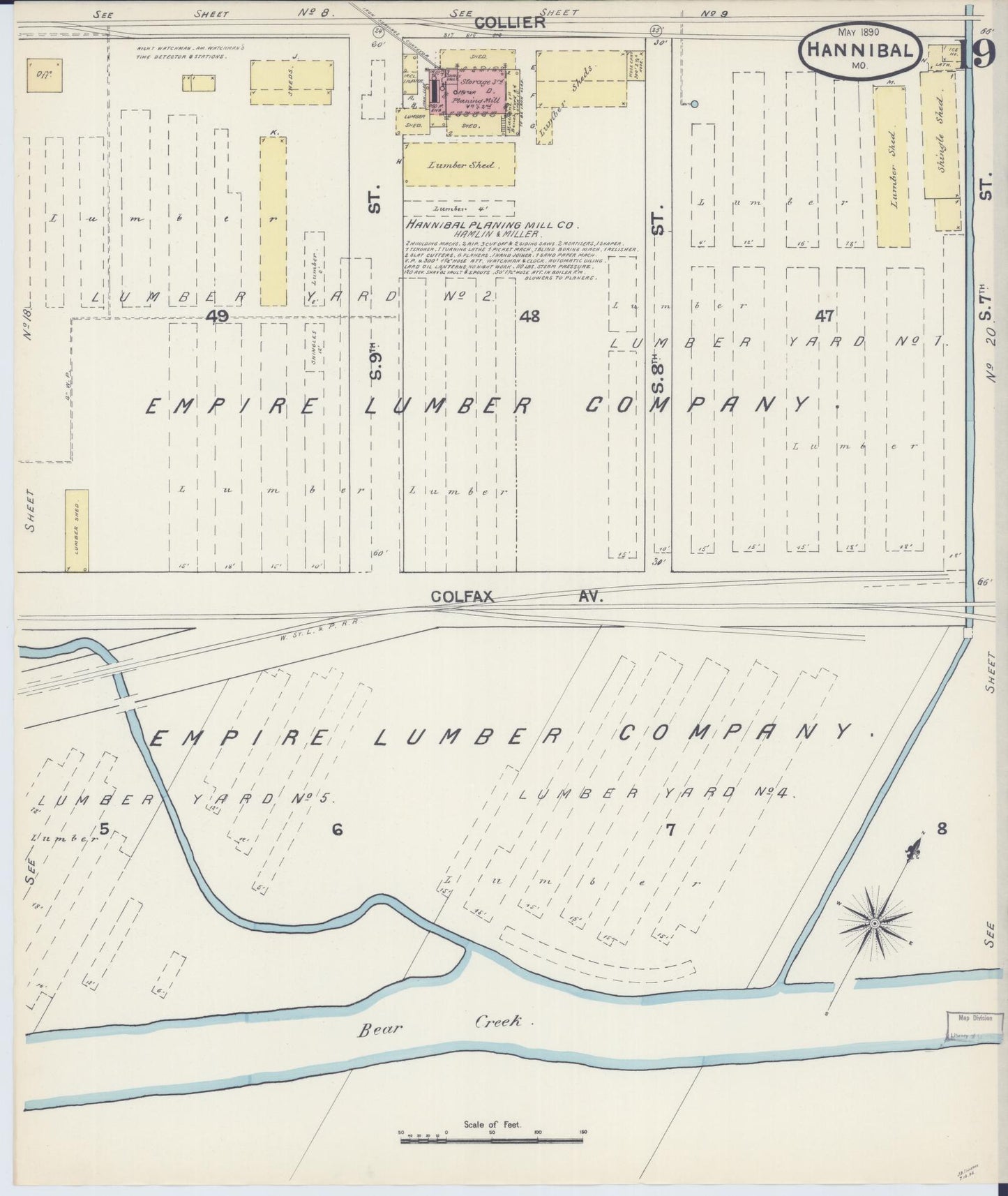Sanborn Fire Insurance Map from Hannibal, Marion County, Missouri (1890), Sheet #0019 - Complete Map Set gallery image, historic Sanborn map, vintage wall art, Missouri Missouri
