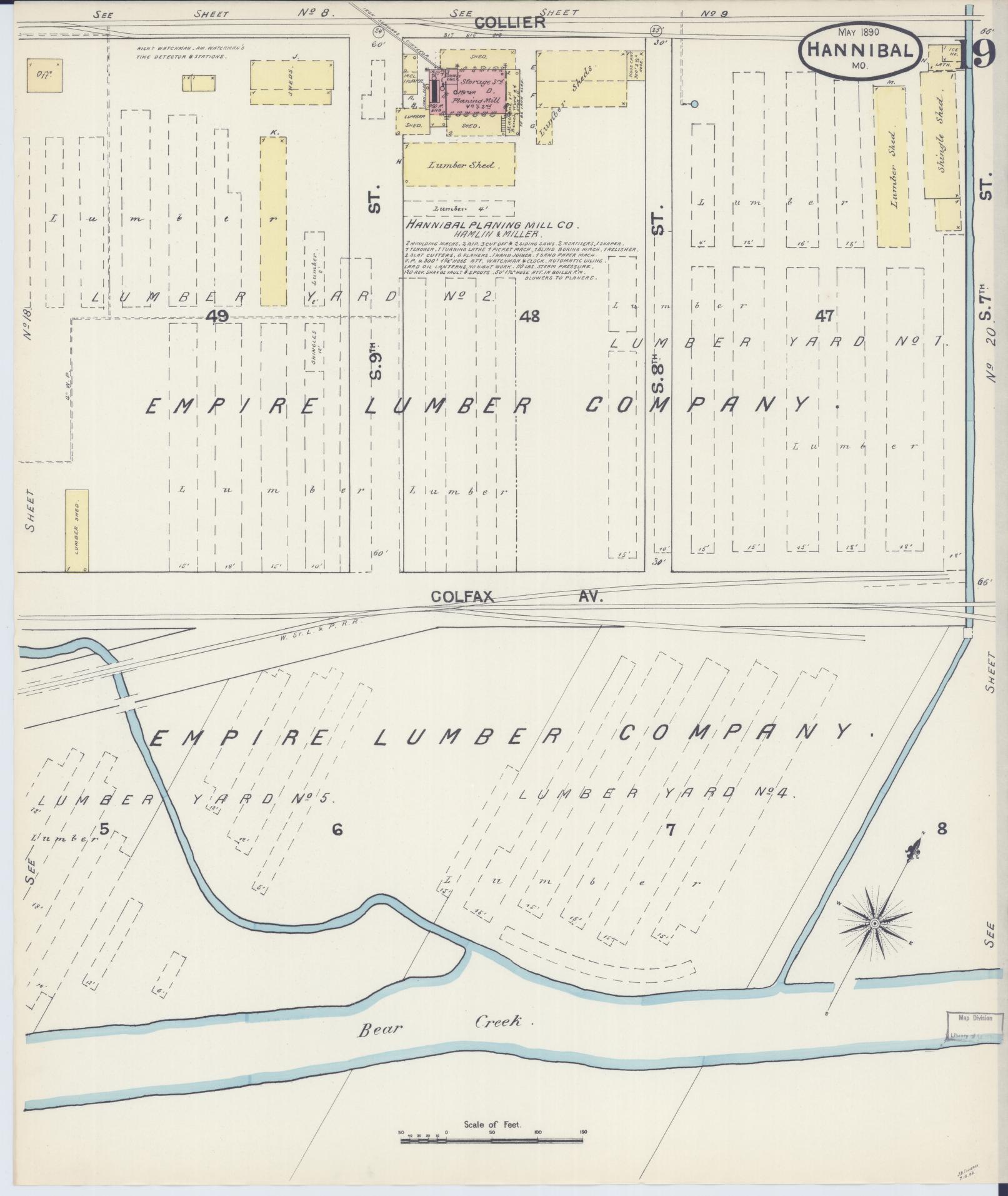 Sanborn Fire Insurance Map from Hannibal, Marion County, Missouri (1890), Sheet #0019 - Complete Map Set gallery image, historic Sanborn map, vintage wall art, Missouri Missouri