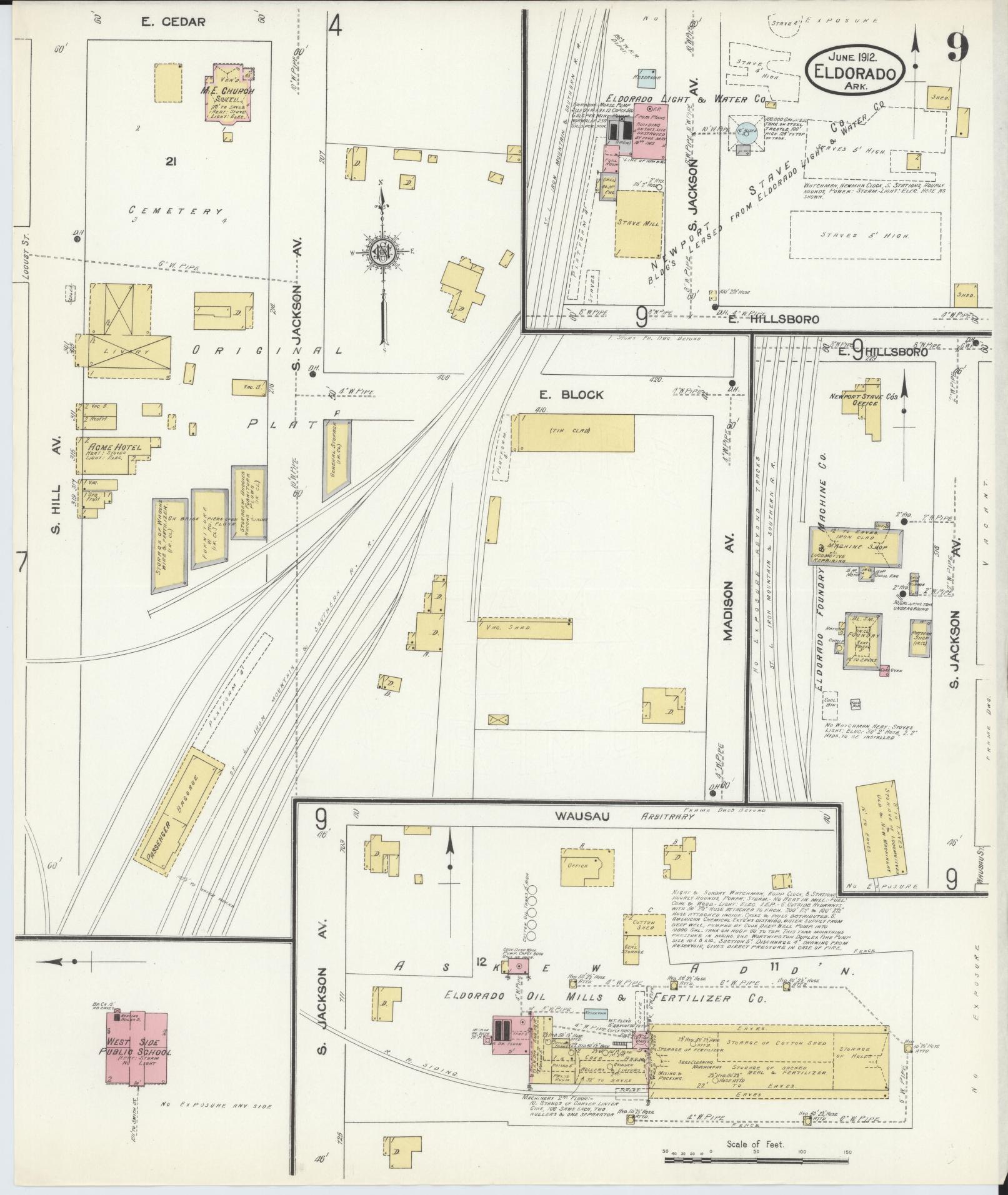 Sanborn Fire Insurance Map from El Dorado, Union County, Arkansas (1912), Sheet #0009 - Historic Sanborn Fire Insurance Map Print, vintage old map wall art, antique decor, genealogy gift, Arkansas Arkansas map