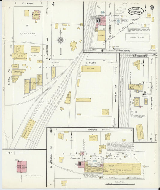 Sanborn Fire Insurance Map from El Dorado, Union County, Arkansas (1912), Sheet #0009 - Historic Sanborn Fire Insurance Map Print, vintage old map wall art, antique decor, genealogy gift, Arkansas Arkansas map