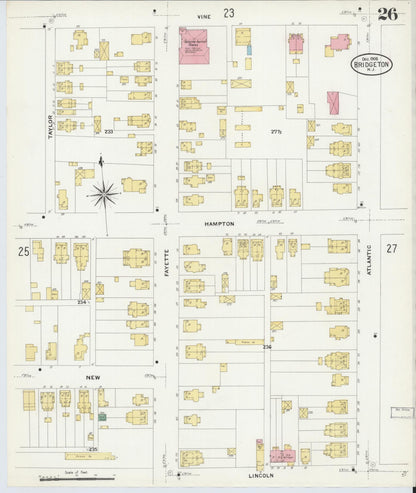 Sanborn Fire Insurance Map from Bridgeton, Cumberland County, New Jersey (1908), Sheet #0026 - Complete Map Set gallery image, historic Sanborn map, vintage wall art, New Jersey New Jersey
