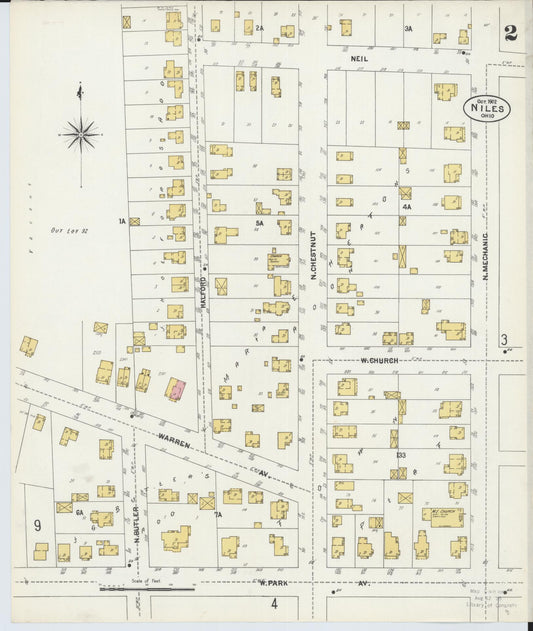 Sanborn Fire Insurance Map from Niles, Trumbull County, Ohio (1902), Sheet #0002 - Historic Sanborn Fire Insurance Map Print, vintage old map wall art, antique decor, genealogy gift, Ohio Ohio map