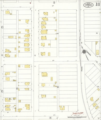 Sanborn Fire Insurance Map from Coronado, San Diego County, California (1921), Sheet #0011 - Complete Map Set gallery image, historic Sanborn map, vintage wall art, California California