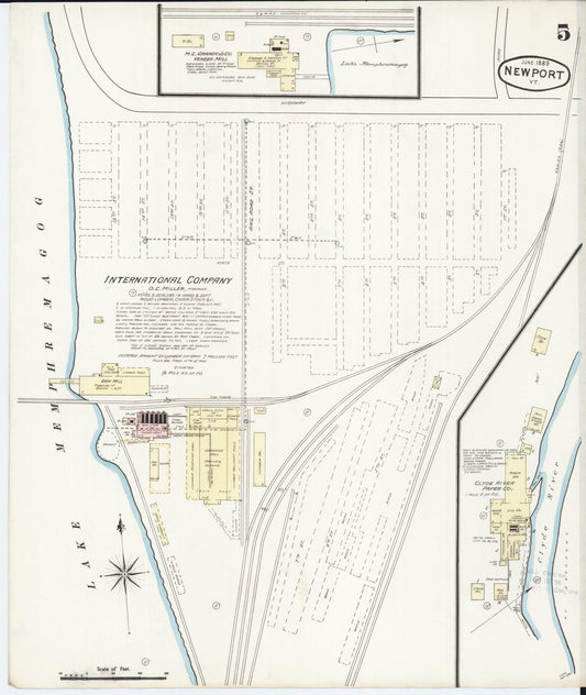Sanborn Fire Insurance Map from Newport, Orleans County, Vermont (1889), Sheet #0005 - Historic Sanborn Fire Insurance Map Print, vintage old map wall art, antique decor, genealogy gift, Vermont Vermont map